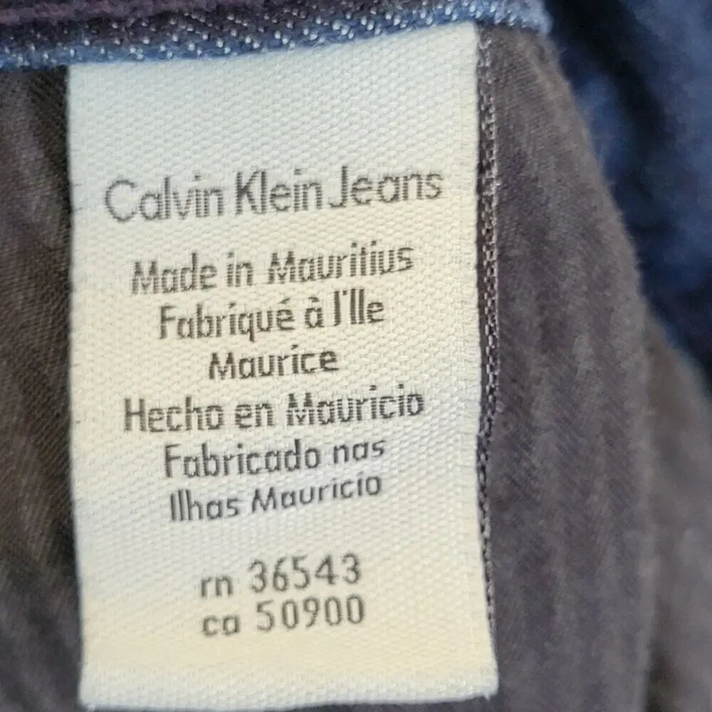 Calvin Klein Jeans Slim Straight Dark Wash Blue Mens Size 36 Cotton Stretch